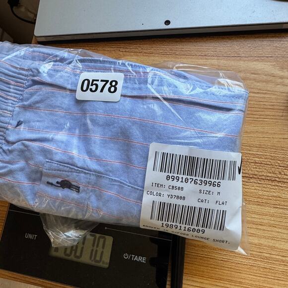 J.Crew 7" Lounge Short Mens M Blue Red Striped Broken-In Oxford Cotton Pockets - Picture 5 of 5